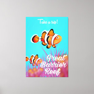 Great Barrier Riff Clowfish Cartoon Poster Leinwanddruck