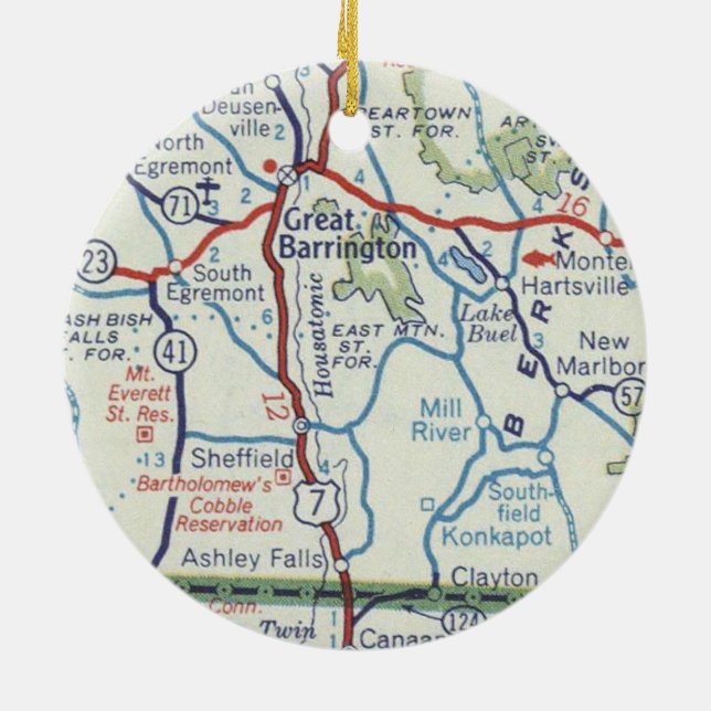 Great Barrington Vintag Map Keramik Ornament (Hinten)