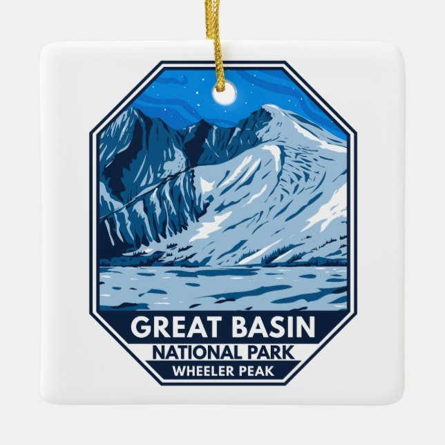 Great-Basen-Nationalpark Wheeler Peak Vintag Keramikornament (Vorderseite)