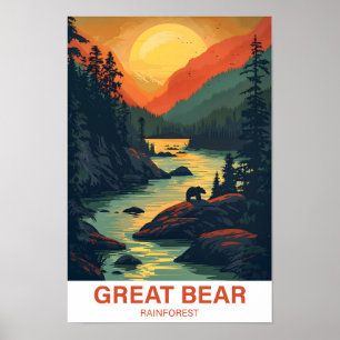 Great Bear Rainforest Kanada Illustration Reise Poster