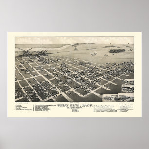 Great Bend, KS Panoramic Karte - 1882 Poster