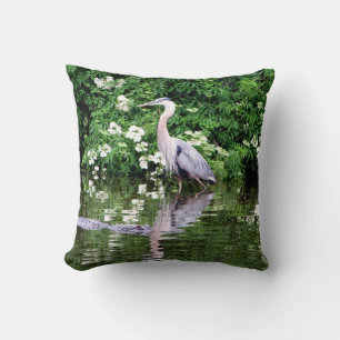 Great Blue Heron and Alligator Pillow Kissen