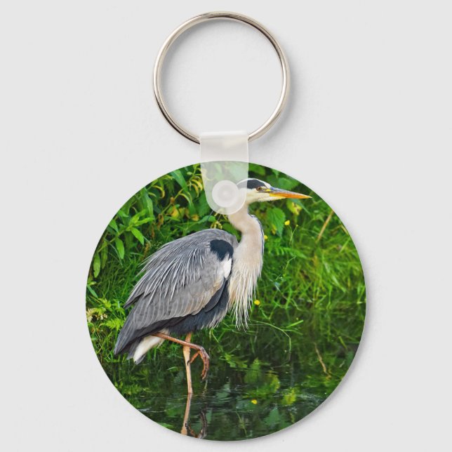 Great Blue Heron Bird Wildlife Foto Schlüsselanhänger (Vorderseite)