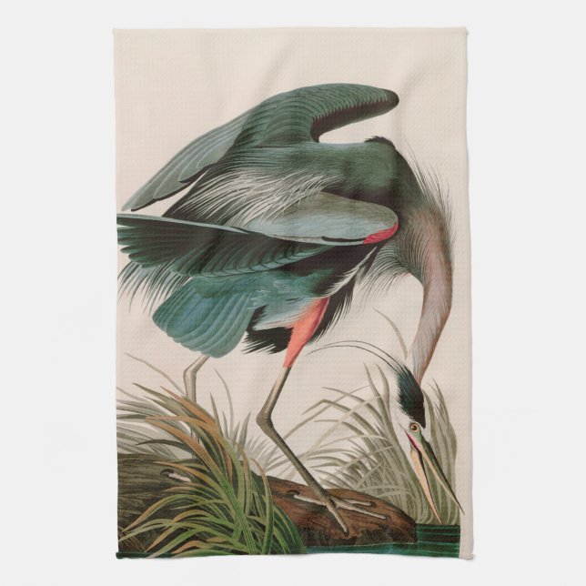 Great Blue Heron Birds of America Audubon Print Geschirrtuch (Vertikal)