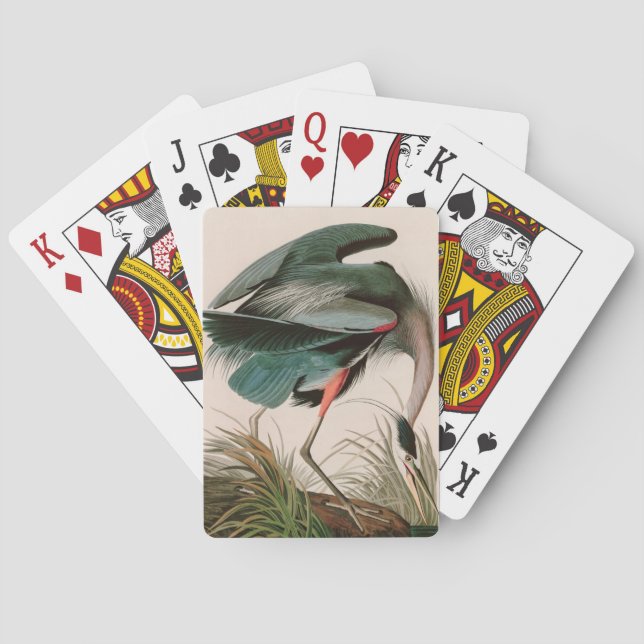 Great Blue Heron Birds of America Audubon Print Spielkarten (Rückseite)
