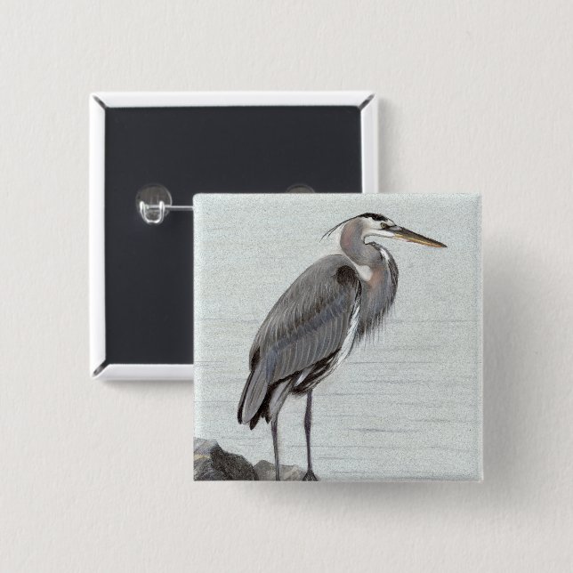 Great Blue Heron Button (Vorne & Hinten)