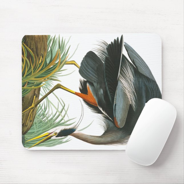 Great Blue Heron by John James Audubon Mousepad (Mit Mouse)
