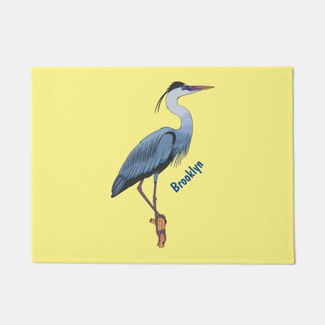 Great blue heron cartoon illustration fußmatte (Vorderseite)