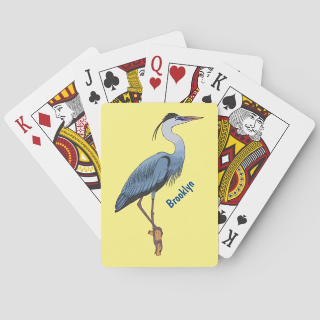 Great blue heron cartoon illustration spielkarten (Rückseite)