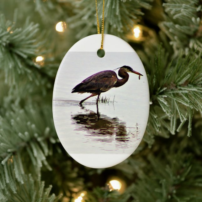 Great Blue Heron Foto Keramik Ornament (Baum)