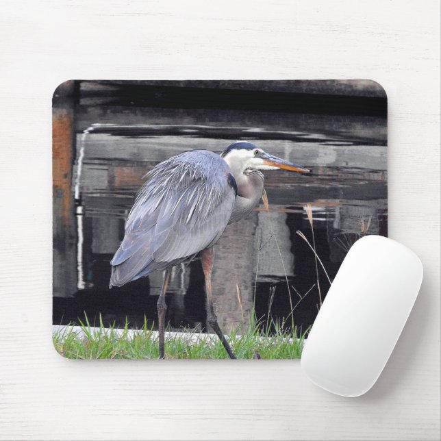 Great Blue Heron Gewartet Mousepad (Mit Mouse)