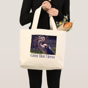Great Blue Heron Große Totttasche Jumbo Stoffbeutel