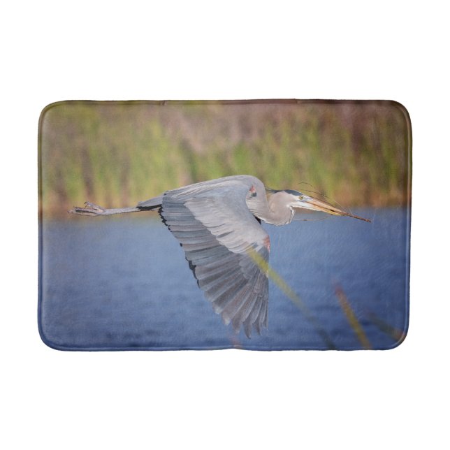 Great Blue Heron in Flug Badematte (Vorderseite)