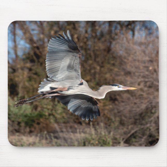 Great Blue Heron in Flug Mousepad (Vorne)