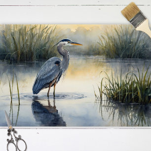 Great Blue Heron in Marsh Decoupage Seidenpapier