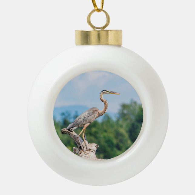Great Blue Heron Keramik Kugel-Ornament (Vorderseite)