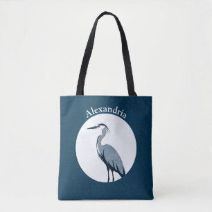 Great Blue Heron Logo auf Blau Tasche