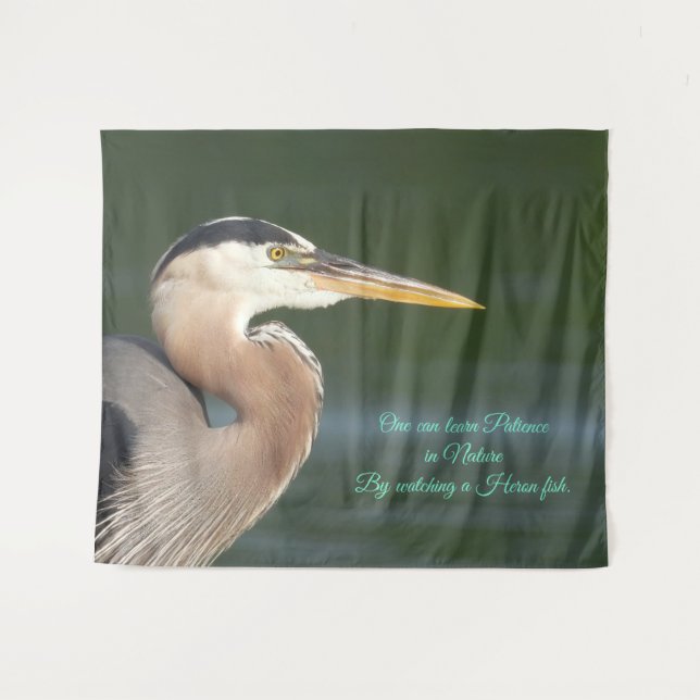 Great Blue Heron Nah Up Wandteppich (Vorderseite (Horizontal))