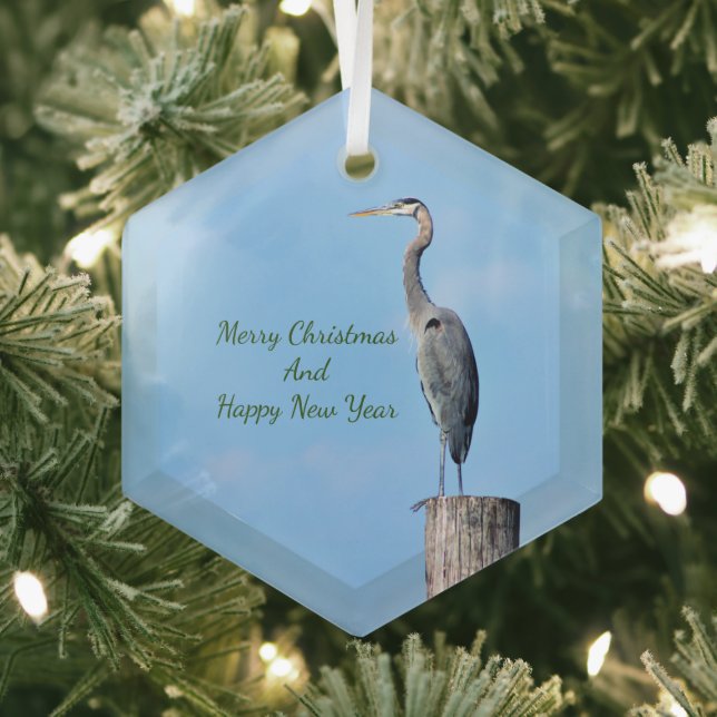 Great Blue Heron on Post Keramik Ornament (Insitu)