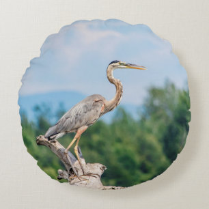 Great Blue Heron Rundes Kissen