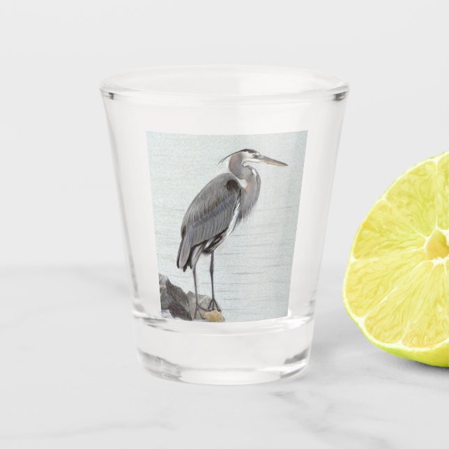 Great Blue Heron Schnapsglas (Vorderseite)