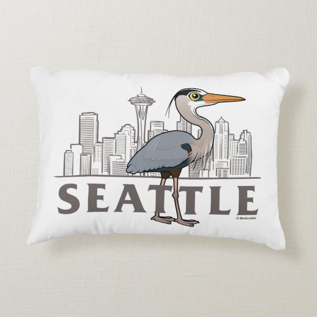 Great Blue Heron Seattle City Bird Dekokissen (Rückseite)