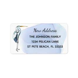 Great Blue Heron Tropical New Address Adressaufkleber