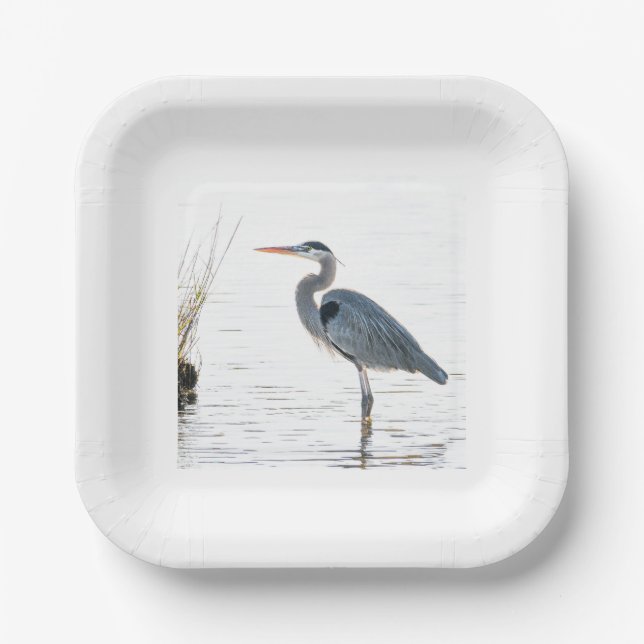 Great Blue Heron - Wading Pappteller (Vorderseite)