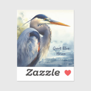 Great Blue Heron Wildlife Wetlands Bird Art Nature Aufkleber