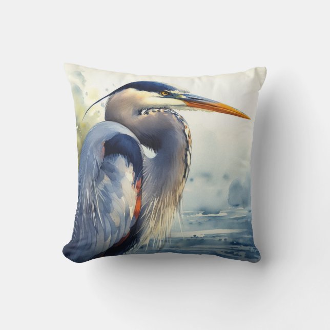 Great Blue Heron Wildlife Wetlands Bird Art Nature Kissen (Vorderseite)