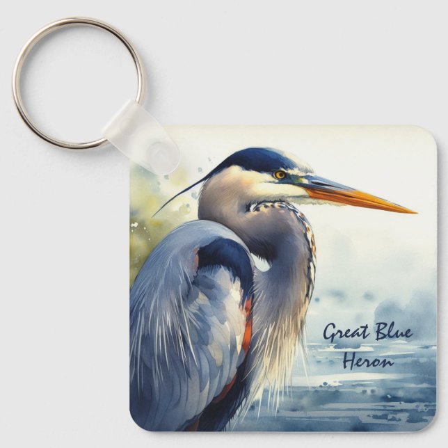 Great Blue Heron Wildlife Wetlands Bird Art Nature Schlüsselanhänger (Vorderseite)