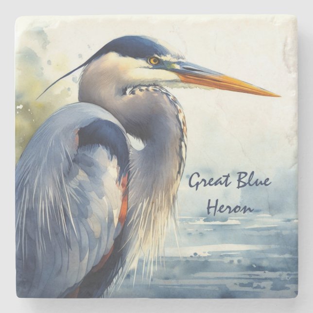 Great Blue Heron Wildlife Wetlands Bird Art Nature Steinuntersetzer (Vorderseite)