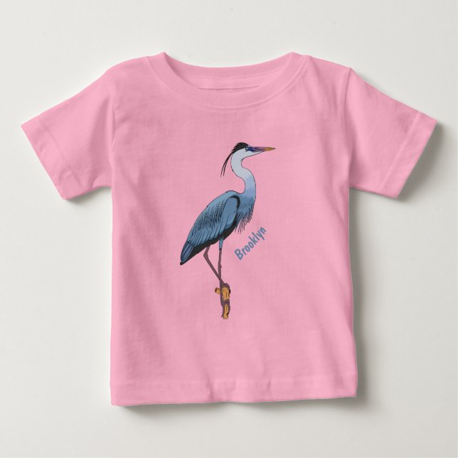 Great blue herone Cartoon Illustration Baby T-shirt (Vorderseite)