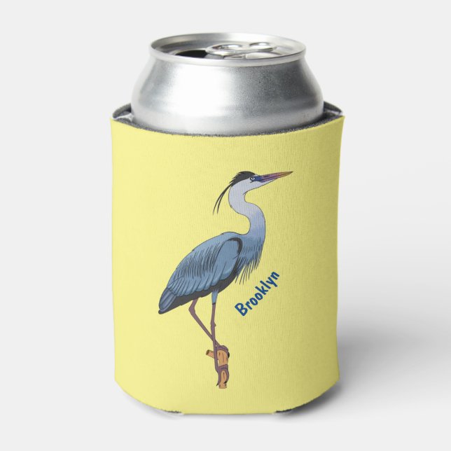 Great blue herone Cartoon Illustration Dosenkühler (Kanne Vorderseite)
