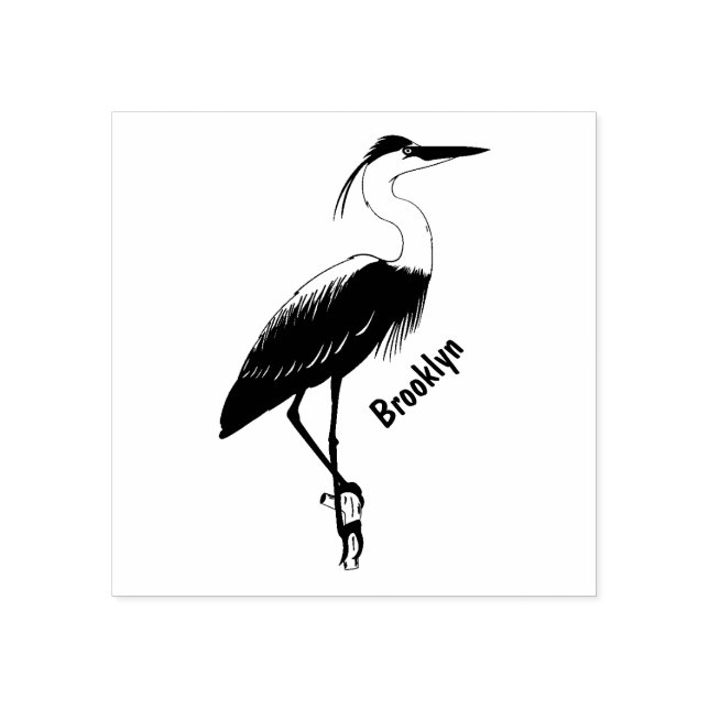 Great blue herone Cartoon Illustration Gummistempel (Prägung)