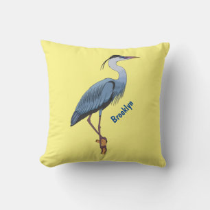 Great blue herone Cartoon Illustration Kissen