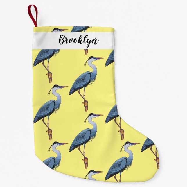 Great blue herone Cartoon Illustration Kleiner Weihnachtsstrumpf (Vorderseite)