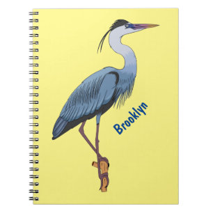 Great blue herone Cartoon Illustration Notizblock