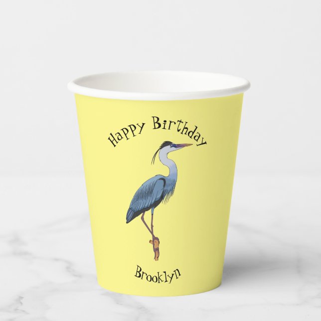 Great blue herone Cartoon Illustration Pappbecher (Vorderseite)