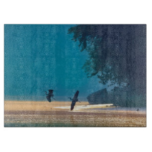 Great Blue Herons Take Flight -Teal Schneidebrett