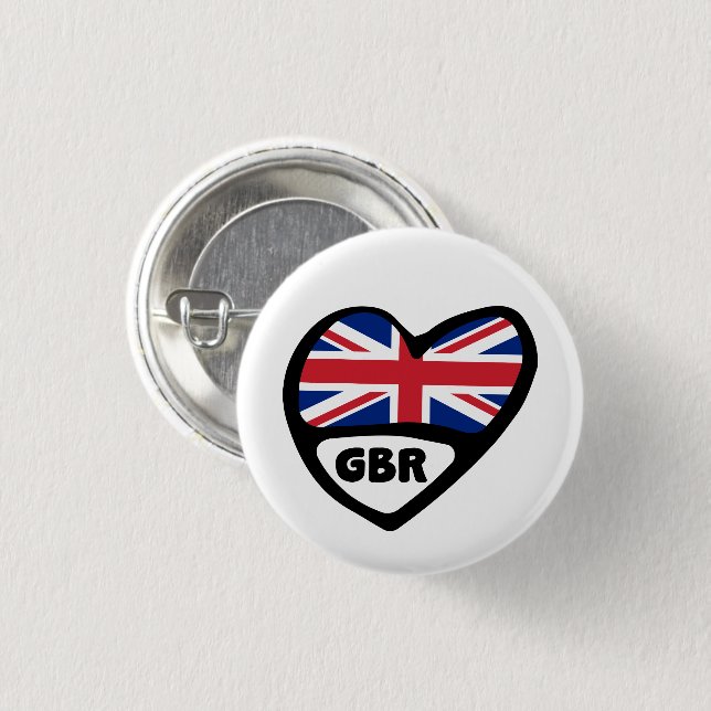 Great Britain Country Code Flag Herz Abzeichen, GB Button (Vorne & Hinten)