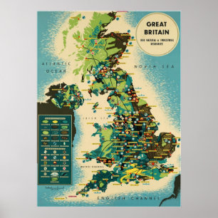 Great Britain ~Vintage British Travel Canvas. Poster