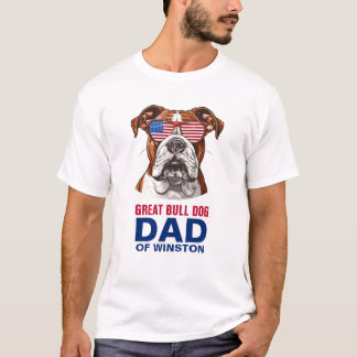 Great Bull Dog Vater 4. Juli Amerikanische Flagge T-Shirt