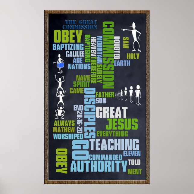 Great Commission Mathew 28 Chalkboard Poster (Vorne)