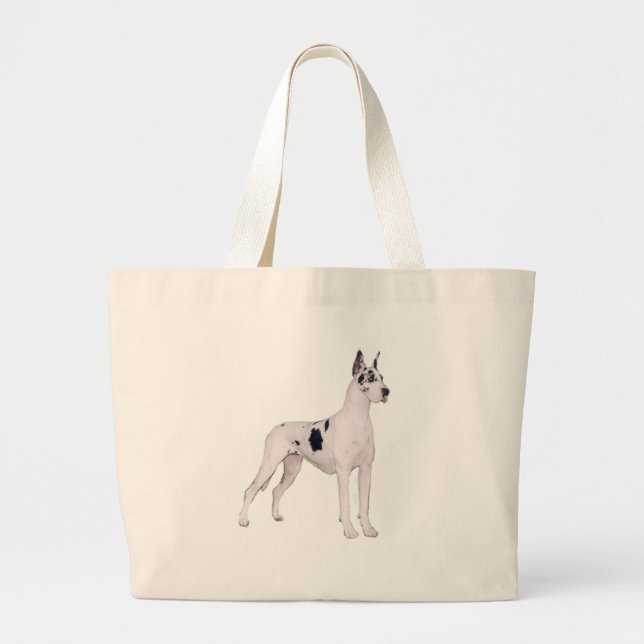 Great Dane (A) - Harlequin stehend Jumbo Stoffbeutel (Vorne)