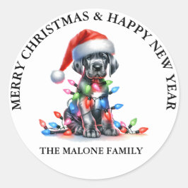 Great Dane A Pawsitiv Moderne Weihnachten Runder Aufkleber