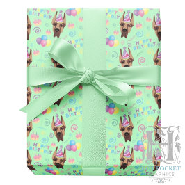 Great Dane Birthday Gift Wrapping Paper Green Geschenkpapier