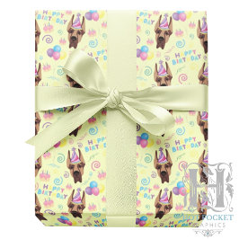 Great Dane Birthday Gift Wrapping Paper Yellow Geschenkpapier