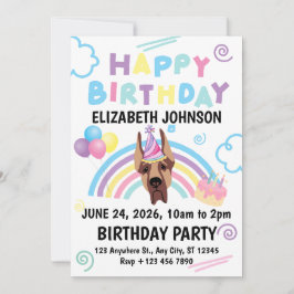 Great Dane Birthday Party Invitation White Einladung