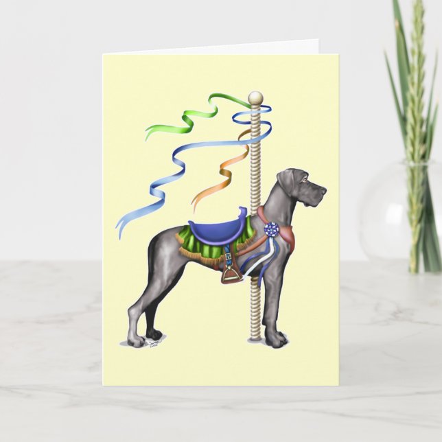 Great Dane Black Carousel UC - Maßgeschneidert Karte (Vorderseite)